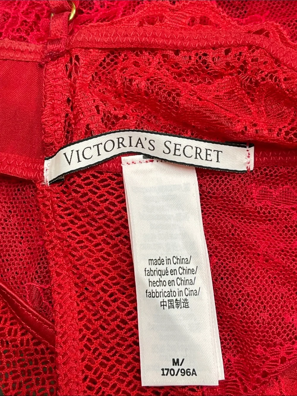 Victoria's Secret Red Lace Corset-Back Chemise
